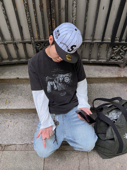 Washed Graphic Print Oversize Short Sleeve T-Shirt WN24378