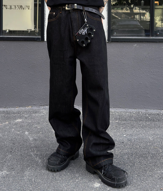 Fleece Lining Straight Leg Denim Jeans WN23001