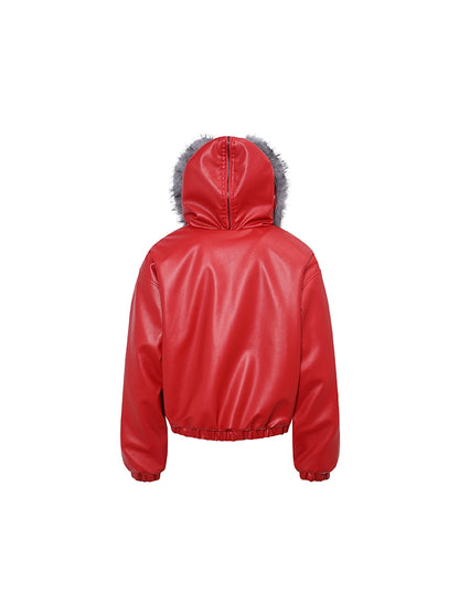 Fake Fur Plush Thick PU Leather Padded Jacket WN22239