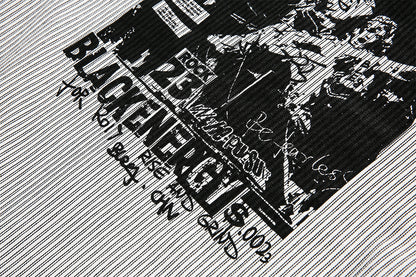 Graphic Print Stripe Frayed Long Sleeve Shirt WN23042