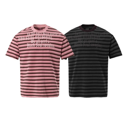 Striped Letter Print Oversize Short Sleeve T-Shirt WN25853