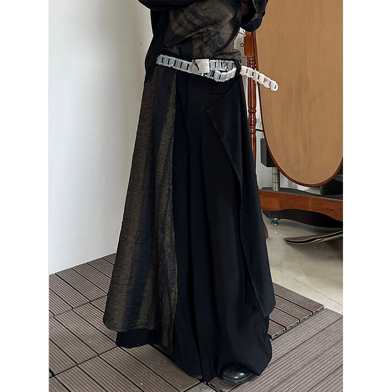 Asymmetrical Patchwork Wide Leg Trousers WN19940