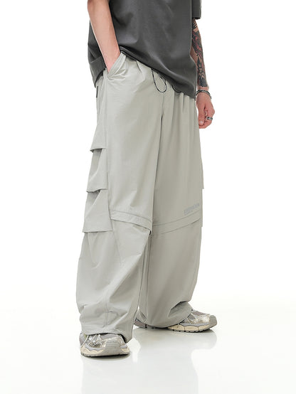 High-neck Detachable Sleeve Sporty Jacket & Wide Leg Sporty Cargo Pants Setup WN9716