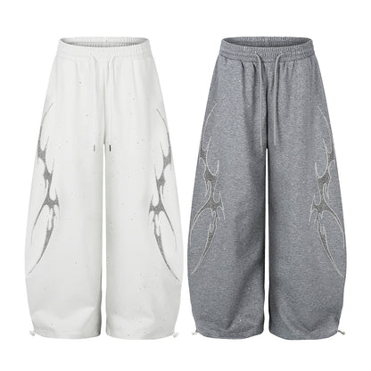 Tribal Print Drawstring Wide Leg Sweatpants WN25395