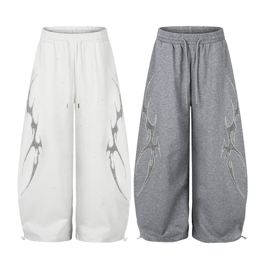 Tribal Print Drawstring Wide Leg Sweatpants WN25395