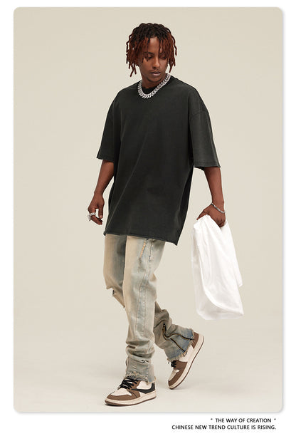 Washed Damage Oversize Short Sleeve T-Shirt WN6068