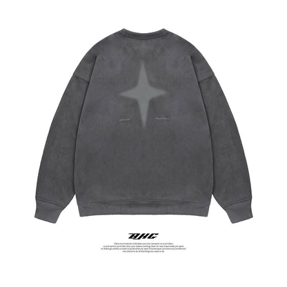 Overize Suede Round Neck Sweatshirt WN9823