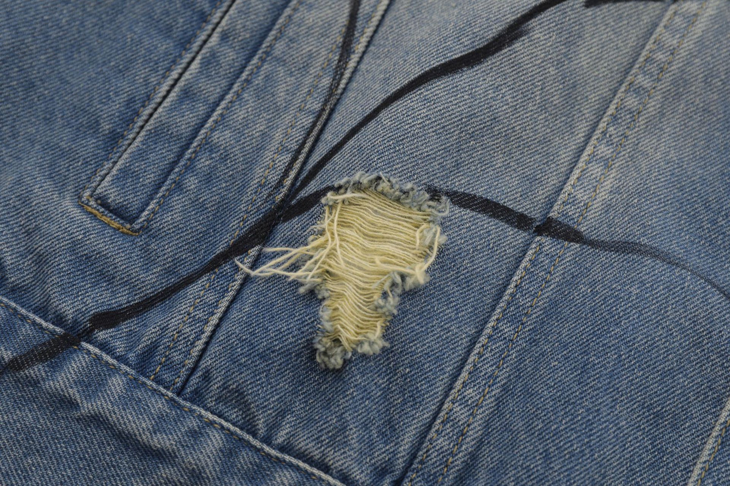 Spiderweb Graffiti Oversize Denim Jacket WN11136