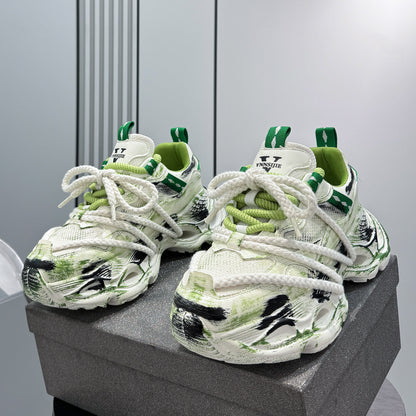 Paint Splash Rope Lace Chunky Sole Sneakers WN24635