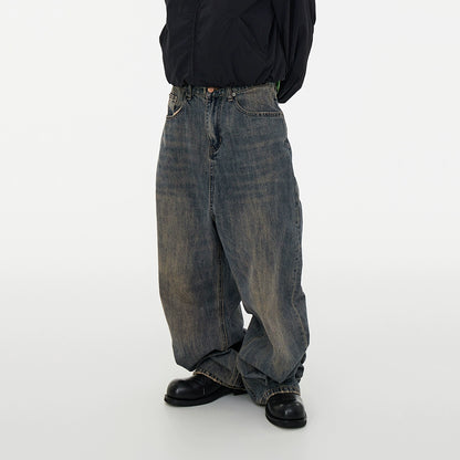 Slub Washed Baggy Denim Jeans WN16943