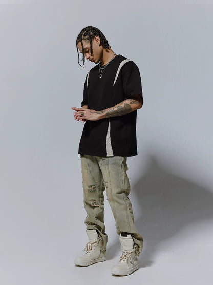 Snake Pattern Patchwork Style Oversize Short Sleeve T-Shirt WN17561