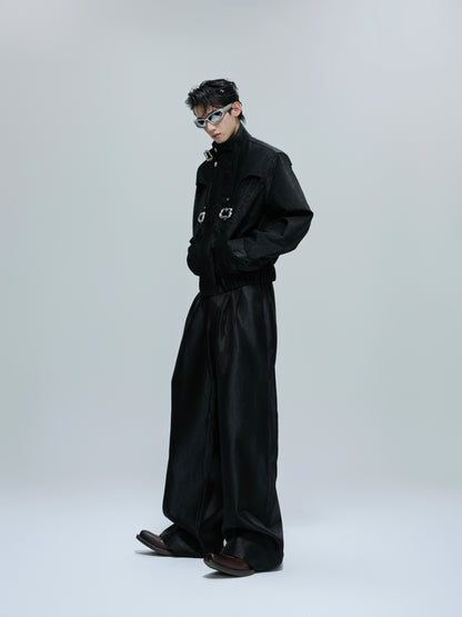 Snake Design Metal Button PU Leather Short Jacket WN21705