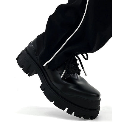 Matte Leather Round-Toe Thick Sole Derby Shoes WN19133