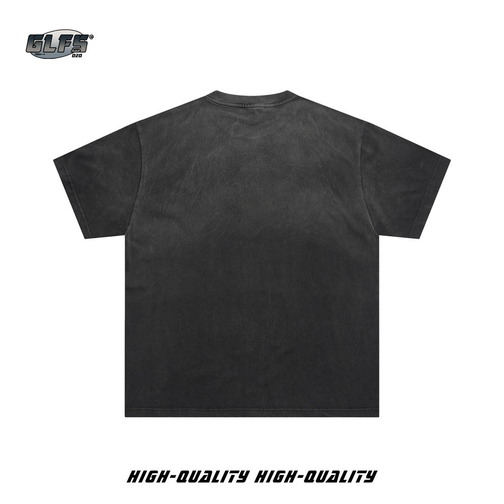 Heavyweight Cotton Rhinestone Print Short Sleeve T-Shirt WN26557