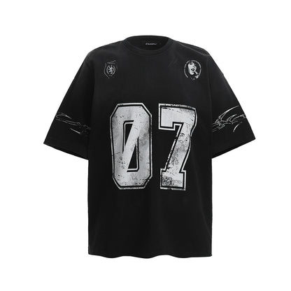 Washed Number Print Short Sleeve T-Shirt WN25385