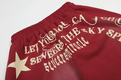 Washed Gradient Logo Print Wide Leg Sporty Pants WN25526