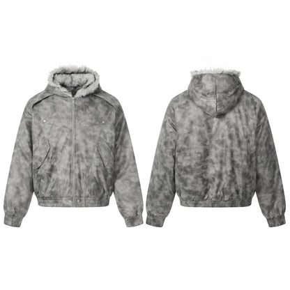 Fake Fur Collar Hooded Puffer Jacket WN21872