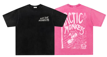 Washed Letter Print Short Sleeve T-Shirt WN26761