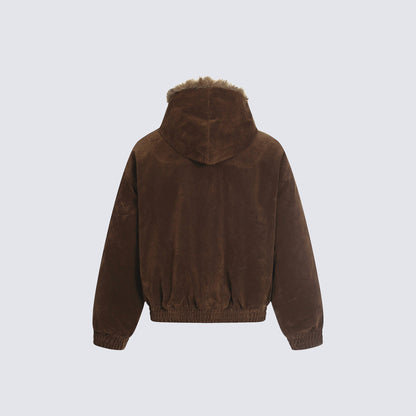 Fake Fur Collar Toggle Detail Cropped Jacket WN27802