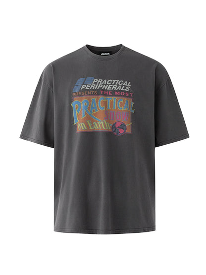 Washed Print Oversize Short Sleeve T-Shirt WN20315