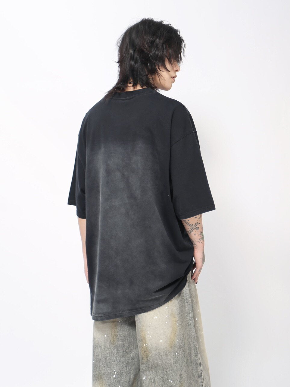 Washed Letter Print Oversize Short Sleeve T-Shirt WN24481