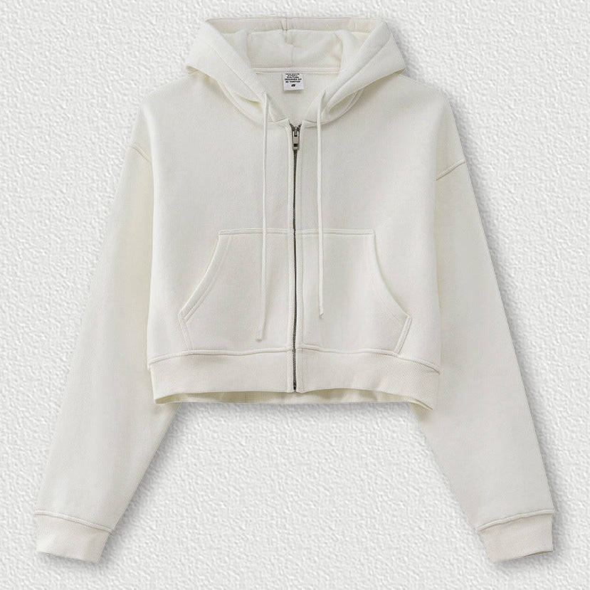 Cropped Sporty Zipper Hoodie & Sweat Jogger Pants & Straight-Leg Sweatpants Setup WN23116