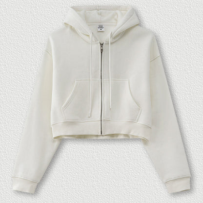 Cropped Sporty Zipper Hoodie & Sweat Jogger Pants & Straight-Leg Sweatpants Setup WN23116