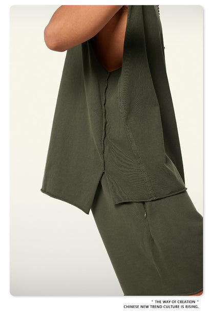 Washed Oversize Sleeveless T-Shirt WN6069