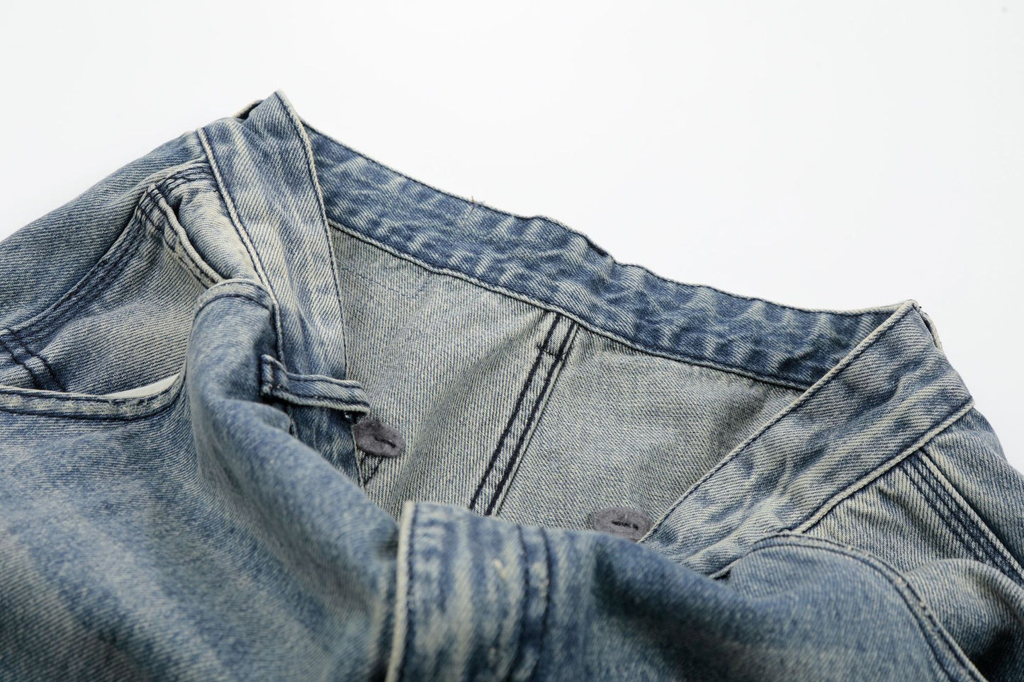 Washed Deconstruction Damage Wide Leg Denim Jeans WN25978