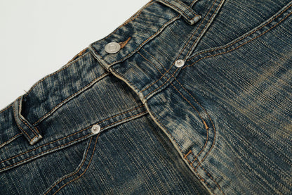 Fade Washed Straight Denim Jeans WN25940