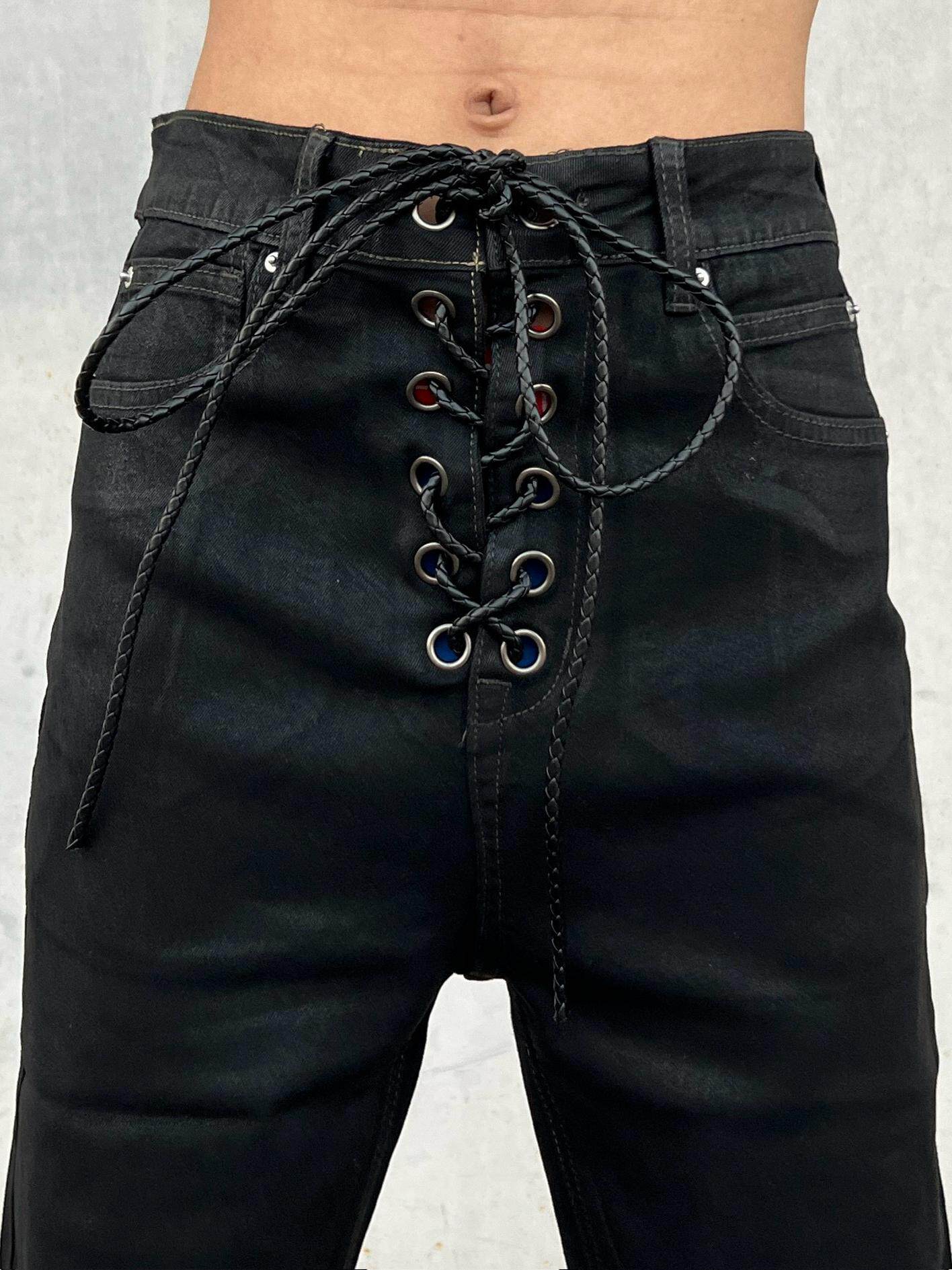 Lace-Up Strap Flare Denim Jeans & Strap Flare Denim Jeans WN24082