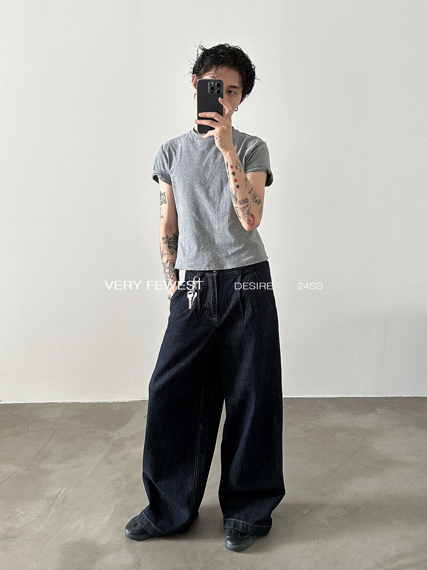 Heavy Duty Wash Wide Leg Denim Jeans WN8899