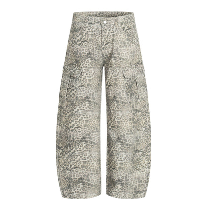Leopard Multi-Pocket Wide Leg Cargo Pants WN26113