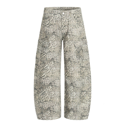 Leopard Multi-Pocket Wide Leg Cargo Pants WN26113