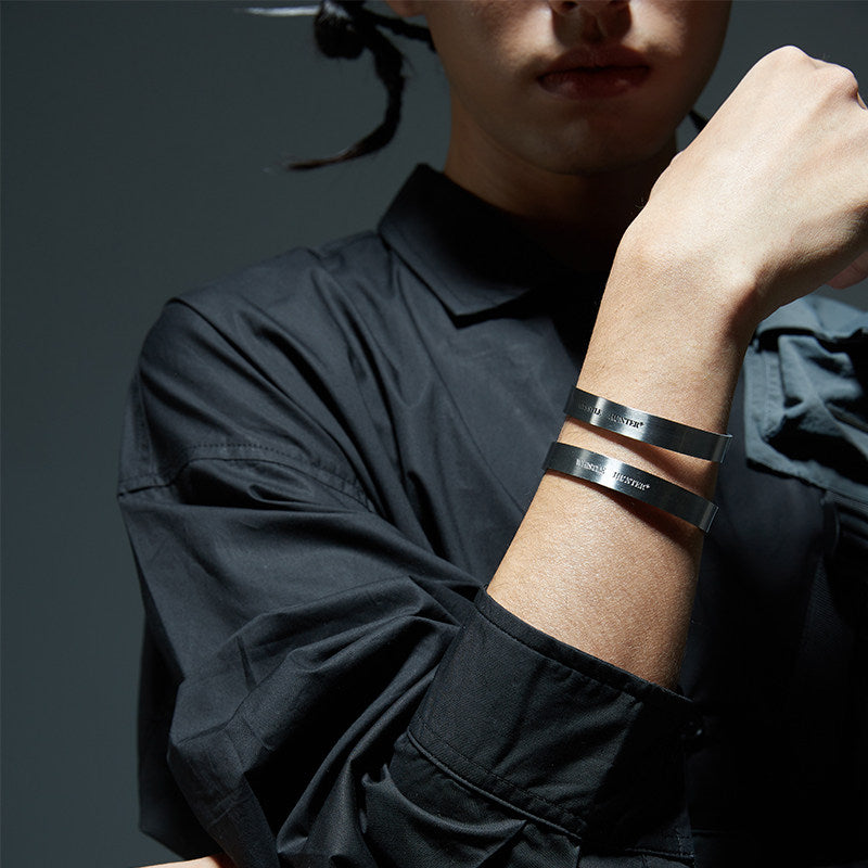 Industrial Style Titanium Steel Adjustable Open Cuff Bracelet WN26699