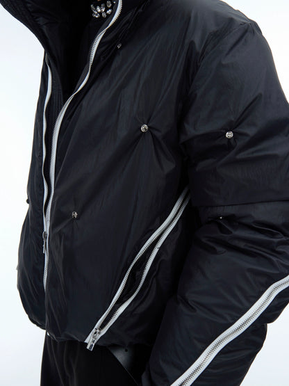 Multi-Zipper Deconstructed Oversize Puffer Jacket WN11628