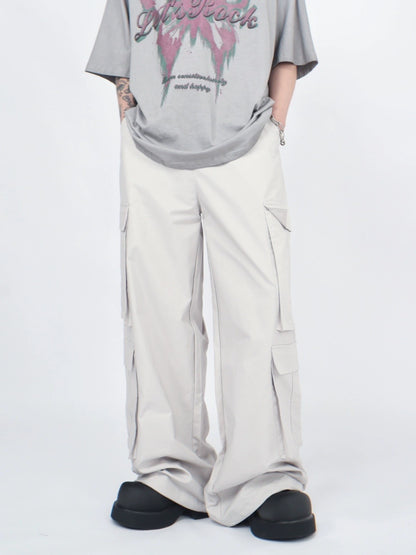 Multi Pocket Wide-leg Straight Workwear Casual Pants WN5254