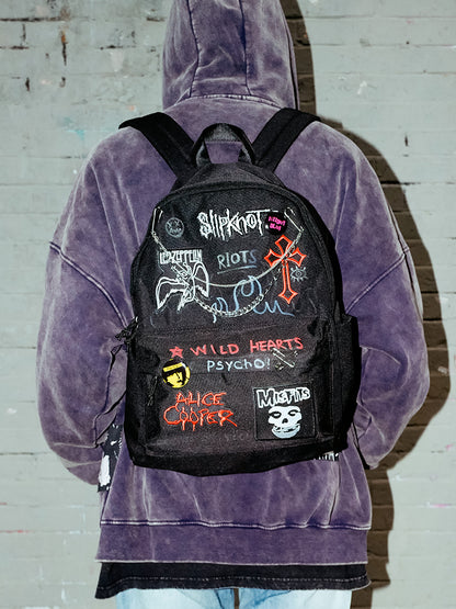 Hand-drawn Graffiti Embroidery Detail Backpack WN16020