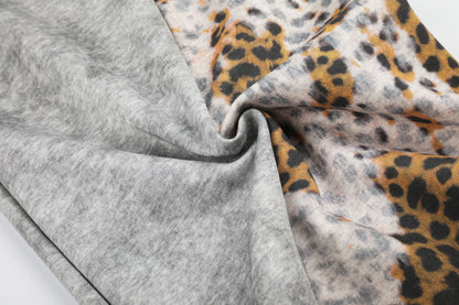 Leopard Print Curved Studs Wide Leg Sweatpants WN25700