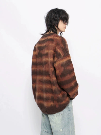 Stripe Oversize Knit Sweater WN10952