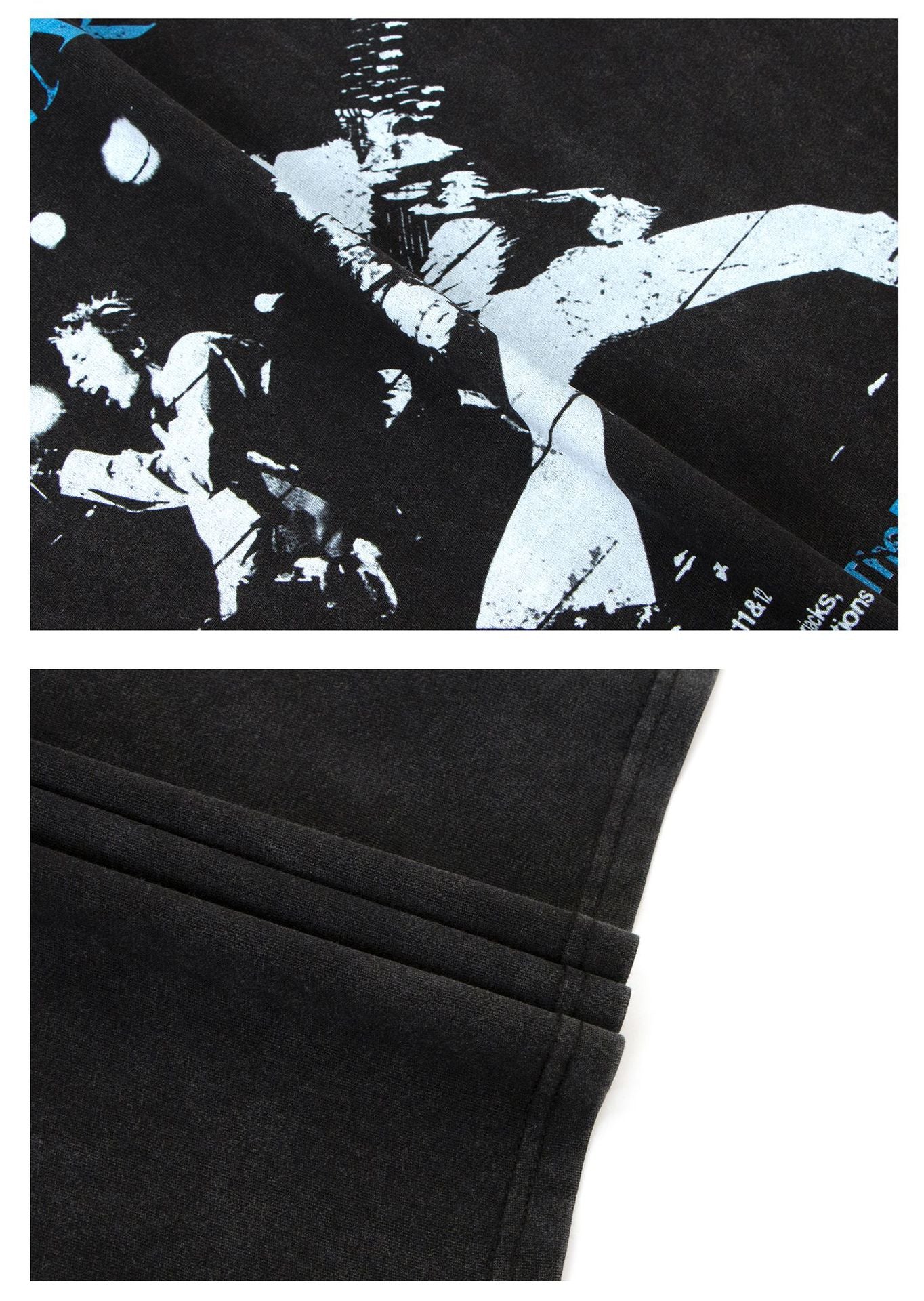 Washed Rock Band Print Boxy Oversize Short Sleeve T-Shirt WN26410