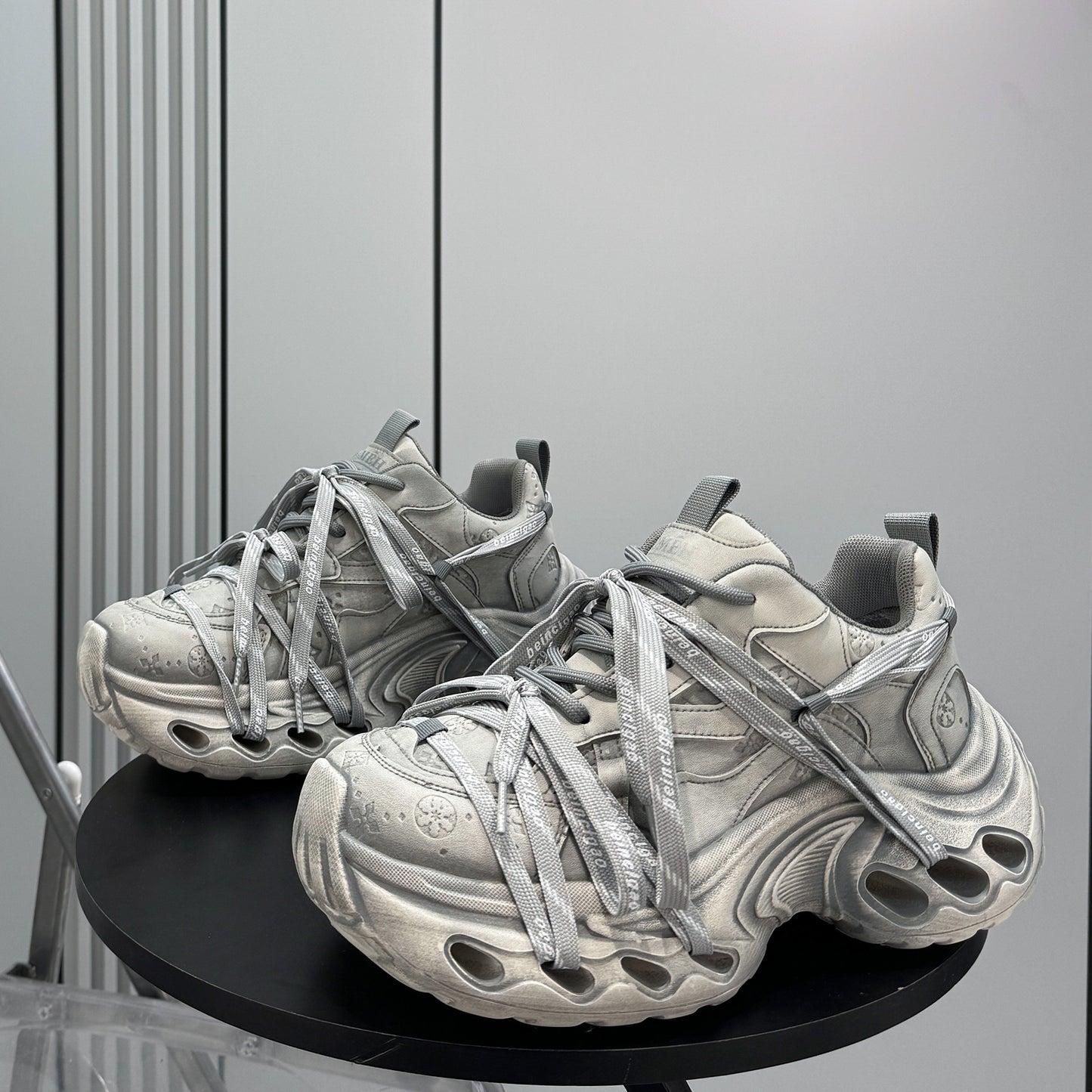 Metallic Rope Lace Chunky Sole Sneakers WN24639