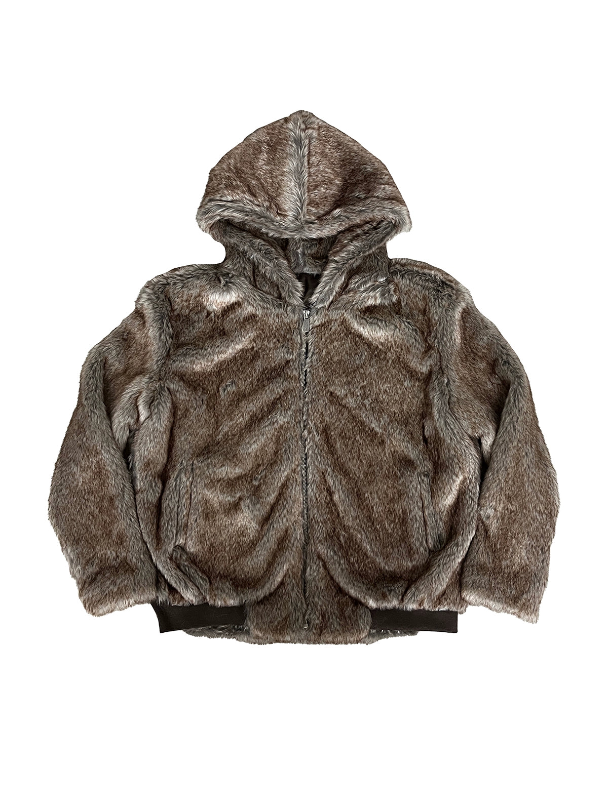 Fake Fur Hooded Zipper Jacket WN19025