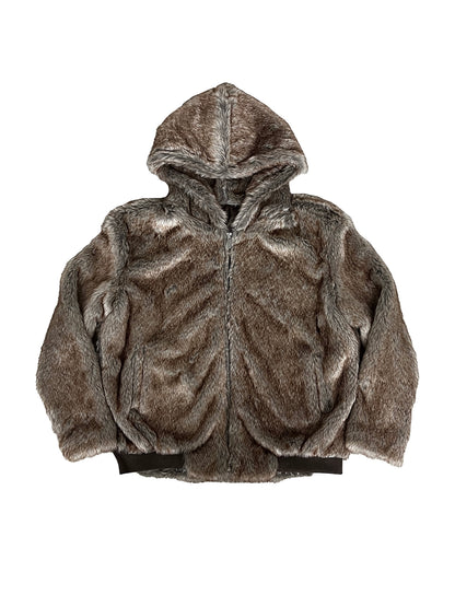 Fake Fur Hooded Zipper Jacket WN19025