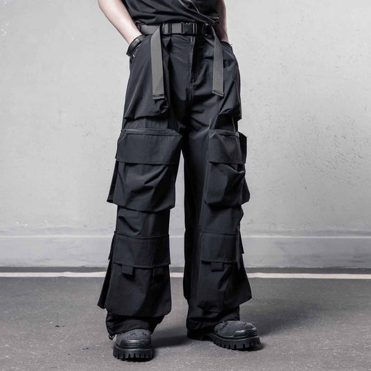 Functional Multi-Pocket Wide Leg Cargo Pants WN22539