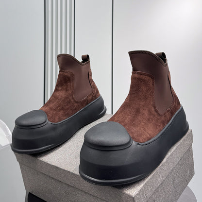Side Gore Embroidery Platform Boots WN24704