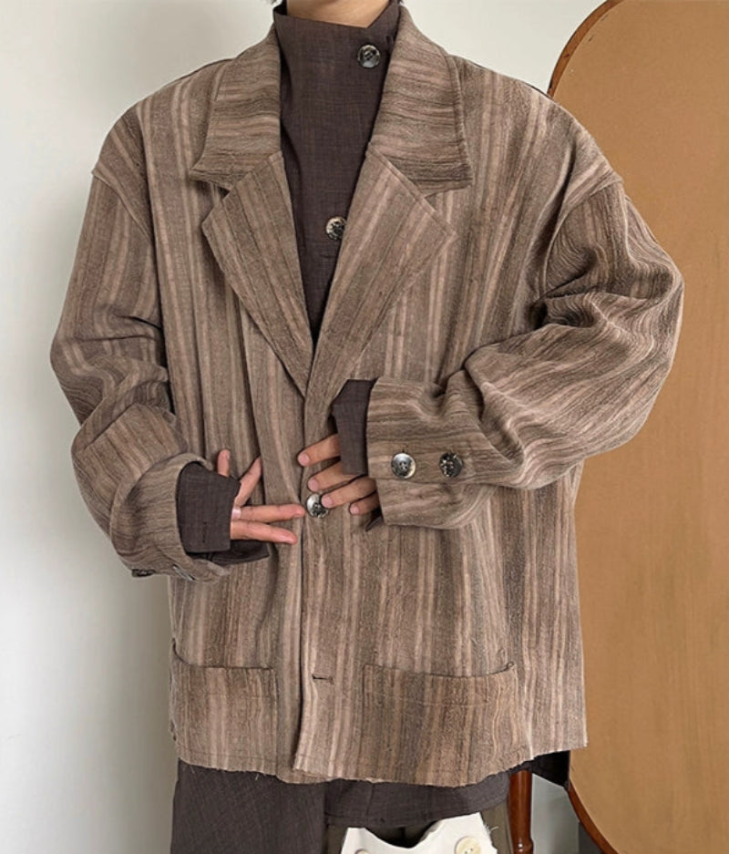 Tie-Dye Jacquard Texture Pleats Oversize Tailored Jacket WN20022