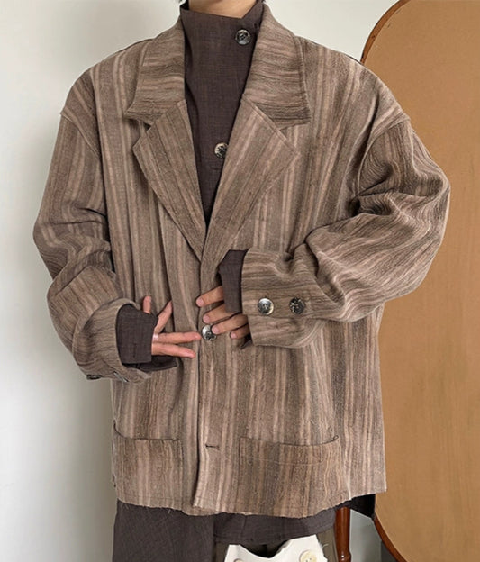 Tie-Dye Jacquard Texture Pleats Oversize Tailored Jacket WN20022