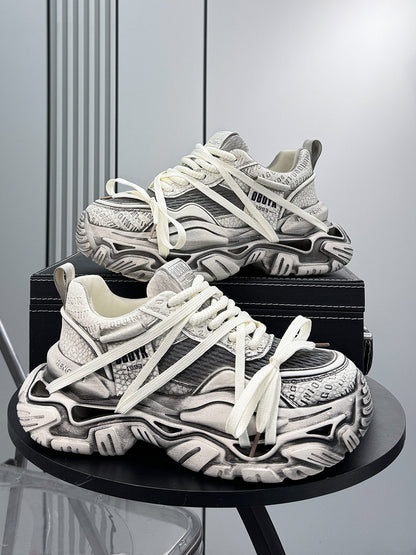 Graffiti Print Panel Chunky Sole Sneakers WN24603