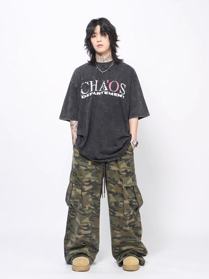 Vintage Washed Oversize Cross Graphic Short Sleeve T-Shirt WN24430